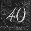 serwetki 40 urodziny glitz unique srebrne 33 cm 16 szt