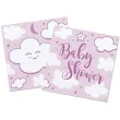 serwetki baby shower chmurki i gwiazdki rozowy jasny folat 25 cm 20 szt