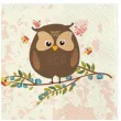 serwetki brazowe sowy na galezi maki 33 cm 20 szt