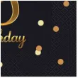 serwetki happy birthday 18 b c czarno zloty godan 33 cm 20 szt