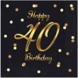 serwetki happy birthday 40 beauty and charm czarno zloty godan 33 cm 20 szt
