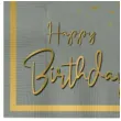 serwetki happy birthday zlota rama szare folat 33 cm 20 szt
