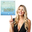 serwetki hello world gwiazdki i serca blekitny amscan 33 cm 16 szt