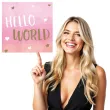 serwetki hello world gwiazdki i serca rozowy jasny amscan 33 cm 16 szt