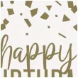 serwetki papierowe happy birthday zlote konfetti bialo zloty unique 25 cm 16 szt