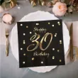 serwetki papierowe na 30 urodziny jednorazowe happy birthday eleganckie czarno zlote 20 szt