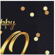 serwetki papierowe na 40 urodziny jednorazowe happy birthday eleganckie czarno zlote 20 szt