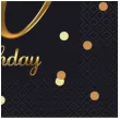 serwetki papierowe na 40 urodziny jednorazowe happy birthday eleganckie czarno zlote 20 szt