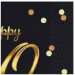 serwetki papierowe na 50 urodziny jednorazowe happy birthday eleganckie czarno zlote 20 szt