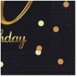serwetki papierowe na 50 urodziny jednorazowe happy birthday eleganckie czarno zlote 20 szt
