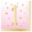 serwetki papierowe roczek dziewczynki rozowo zloty amscan 33 cm 16 szt