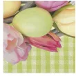serwetki wielkanoc jajka i tulipany na zielonej kratce maki 33 cm 20 szt