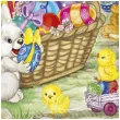serwetki wielkanoc kroliki z jajkami w koszu maki 33 cm 20 szt