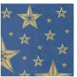 serwetki zlote gwiazdki niebieskie paw 33 cm 20 szt