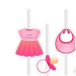 slomki papierowe bobo girl dekoracja na baby shower urodziny bialo rozowe 19 5 cm 6 szt