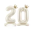 stojacy balon foliowy cyfra 2 z korona dekoracja na urodziny kremowy 33 dgt