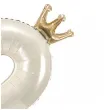 stojacy balon foliowy cyfra 2 z korona dekoracja na urodziny kremowy 33 dgt