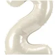 stojacy balon foliowy cyfra 2 z korona dekoracja na urodziny kremowy 33 dgt