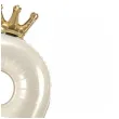 stojacy balon foliowy cyfra 3 z korona dekoracja na urodziny kremowy 33 dgt