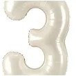 stojacy balon foliowy cyfra 3 z korona dekoracja na urodziny kremowy 33 dgt