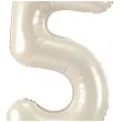 stojacy balon foliowy cyfra 5 z korona dekoracja na urodziny kremowy 33 dgt