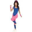 stroj damski gimnastyczka kombinezon retro lata 80 rozowo niebieski guirca s