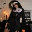 stroj damski na halloween zakonnica zombie habit kornet krzyz pasek cosplay kostium karnawal l