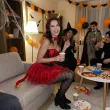 stroj diabla na halloween zestaw diablicy opaska rogi muszka ogon czerwony zloty kostium cosplay