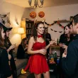 stroj diabla na halloween zestaw diablicy opaska rogi muszka ogon czerwony zloty kostium cosplay