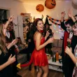 stroj diabla na halloween zestaw diablicy opaska rogi muszka ogon czerwony zloty kostium cosplay