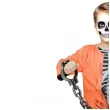 stroj dzieciecy na halloween i karnawal dla chlopca kosciotrup wiezien kombinezon rozm 120 130