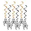 swiderki wiszace halloween szkielety czarno pomaranczowe 6 szt