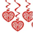 swiderki wiszace leaf hearts czerwone 6 szt