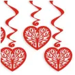 swiderki wiszace leaf hearts czerwone 6 szt