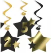 swiderki wiszace nowy rok 2025 z gwiazdami zloto czarne 6 szt
