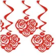 swiderki wiszace rose hearts czerwone 6 szt