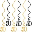 swiderki wiszace urodziny 50 czarno zlote partypal 6 szt