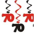 swiderki wiszace urodziny 70 czarno czerwone 6 szt