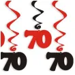 swiderki wiszace urodziny 70 czarno czerwone 6 szt