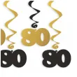 swiderki wiszace urodziny 80 czarno zlote 6 szt