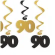 swiderki wiszace urodziny 90 czarno zlote 6 szt