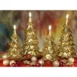 swieca choinka z brokatem zlota bartek candles 80 150 mm