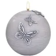 swieca kula mat z motylami szara fi 80mm