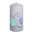swieca pienkowa wielkanoc z zajaczkiem szaro zielona bartek candles 130 mm