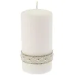 swieca pienkowa z perelkami biala mat 140 mm ravi