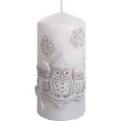 swieca pienkowa zimowe sowy biala bartek candles 60 130 mm