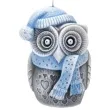 swieca sowa winter owl szaro blekitna bartek candles 100 mm