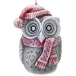 swieca sowa winter owl szaro czerwona bartek candles 100 mm