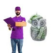 swieca sowa winter owl szaro zielona bartek candles 100 mm