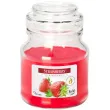 swieca zapachowa w szkle sloiczek truskawka aura 28 h 10 cm
